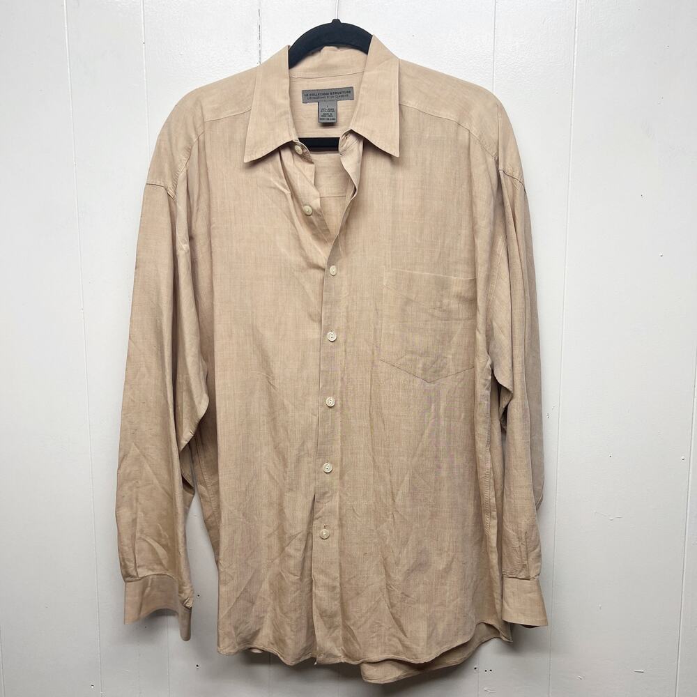 Le Collezioni Structure Mens Button Front Brown Shirt Size Large Casual Workwear